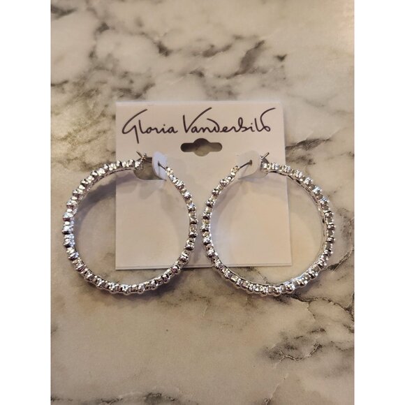 Gloria Vanderbilt Silver-Tone Textured Hoop Earrings - Picture 1 of 5